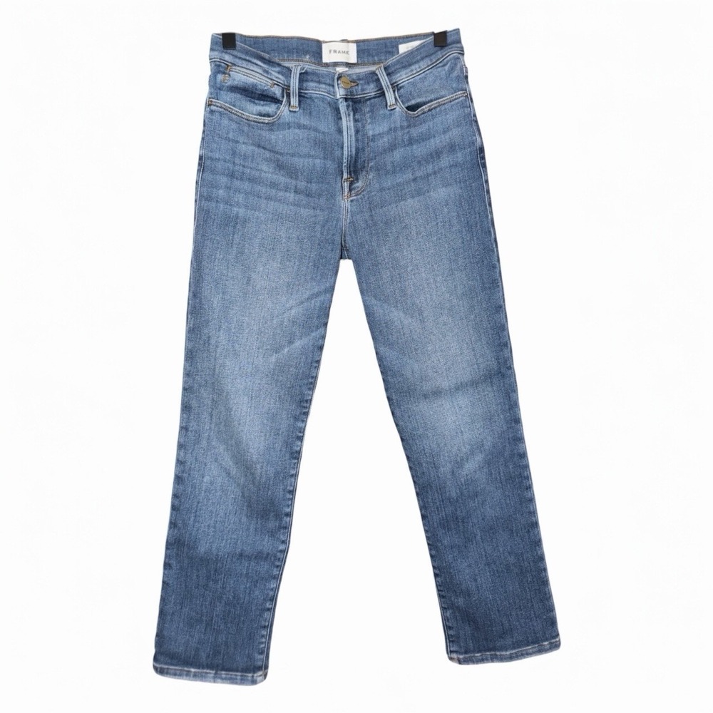 FRAME Le‎ High Straight Jeans Size 27 Medium Wash High Rise Straight Leg